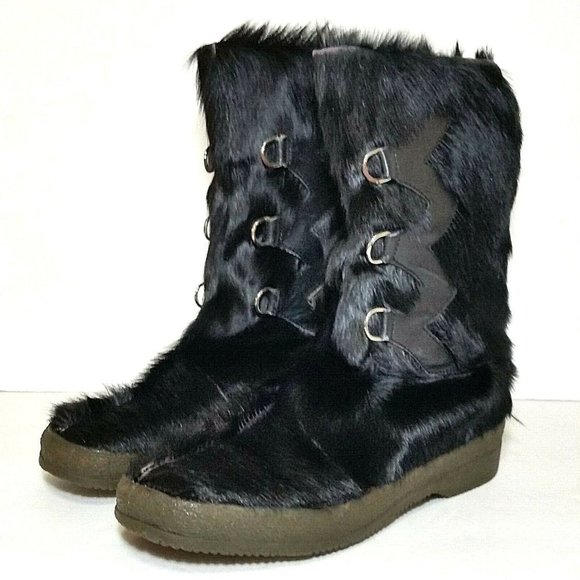 Vintage Patons Olimpic fur boots black Italy - Picture 1 of 10